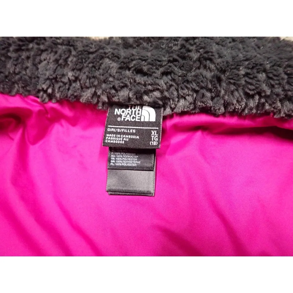 The North Face Osito Fleece Jacket Girls XL Grey Pink Excellent Full Zip Soft